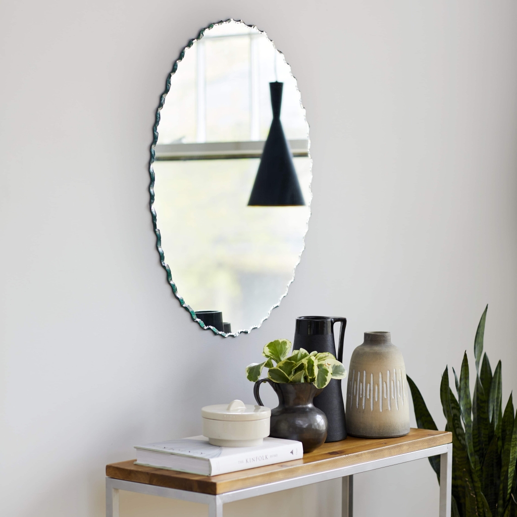 Frameless Oval Chiseled Edge Mirror - Better Bevel - Made in USA