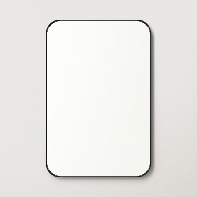 Metal Framed Rounded Rectangle Mirror, Rectangular Decorative Mirror With Rounded Corners