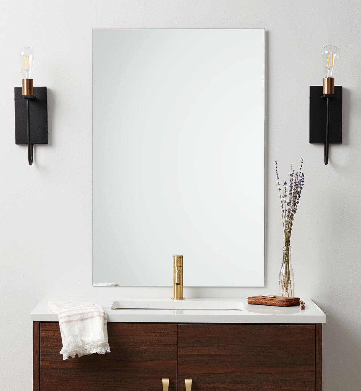 Frameless on sale rectangular mirror