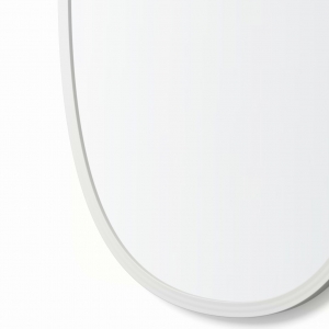 Close-up angle shot of white rubber oval mirror