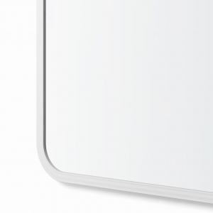 Close-up angle shot of white rubber rectangle mirror