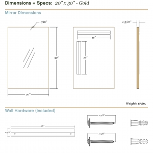 Dimensions/specs for size 20x30, gold